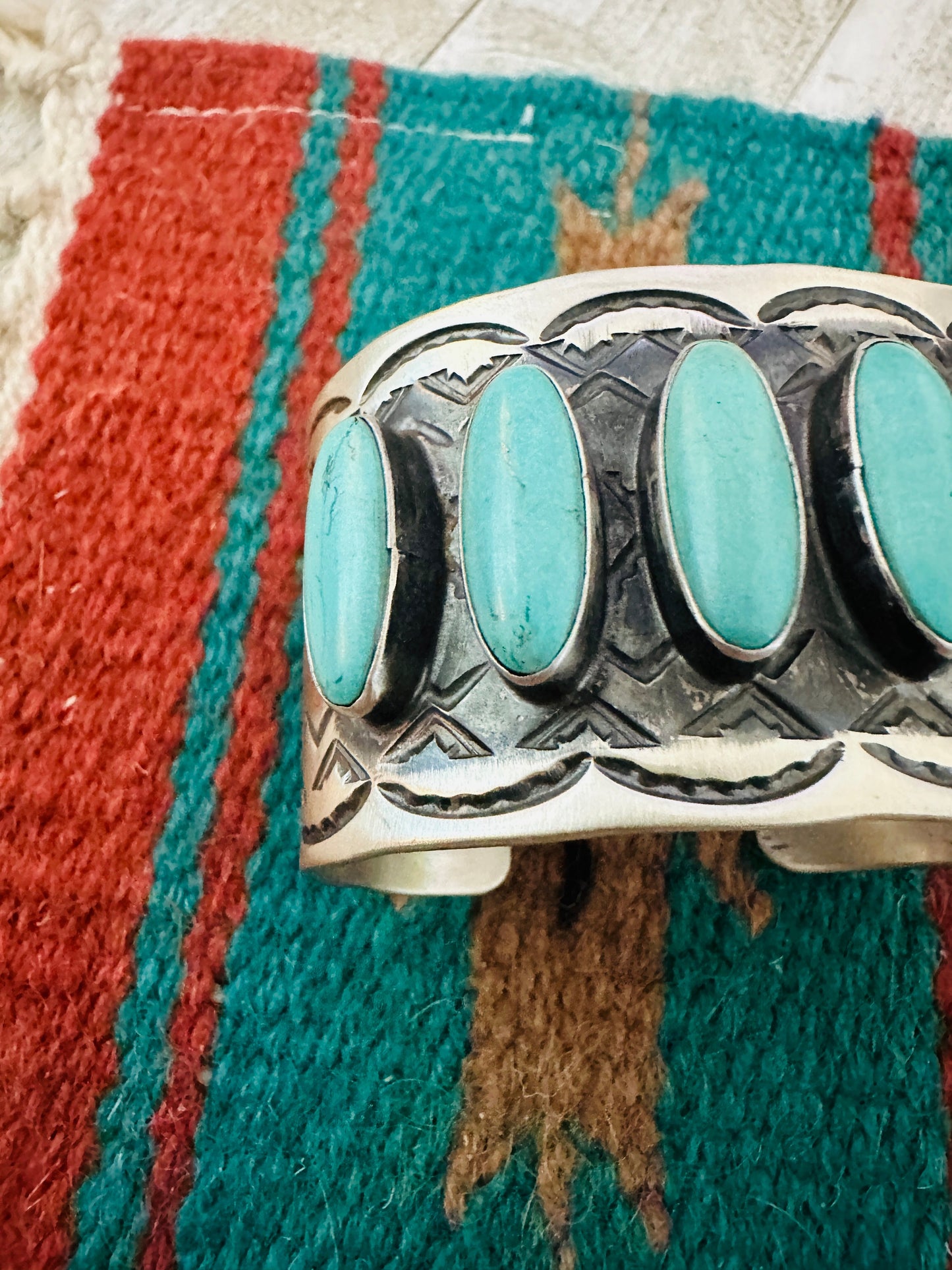 Handcrafted Sterling Silver & Turquoise Cuff Bracelet by Chimney Butte /