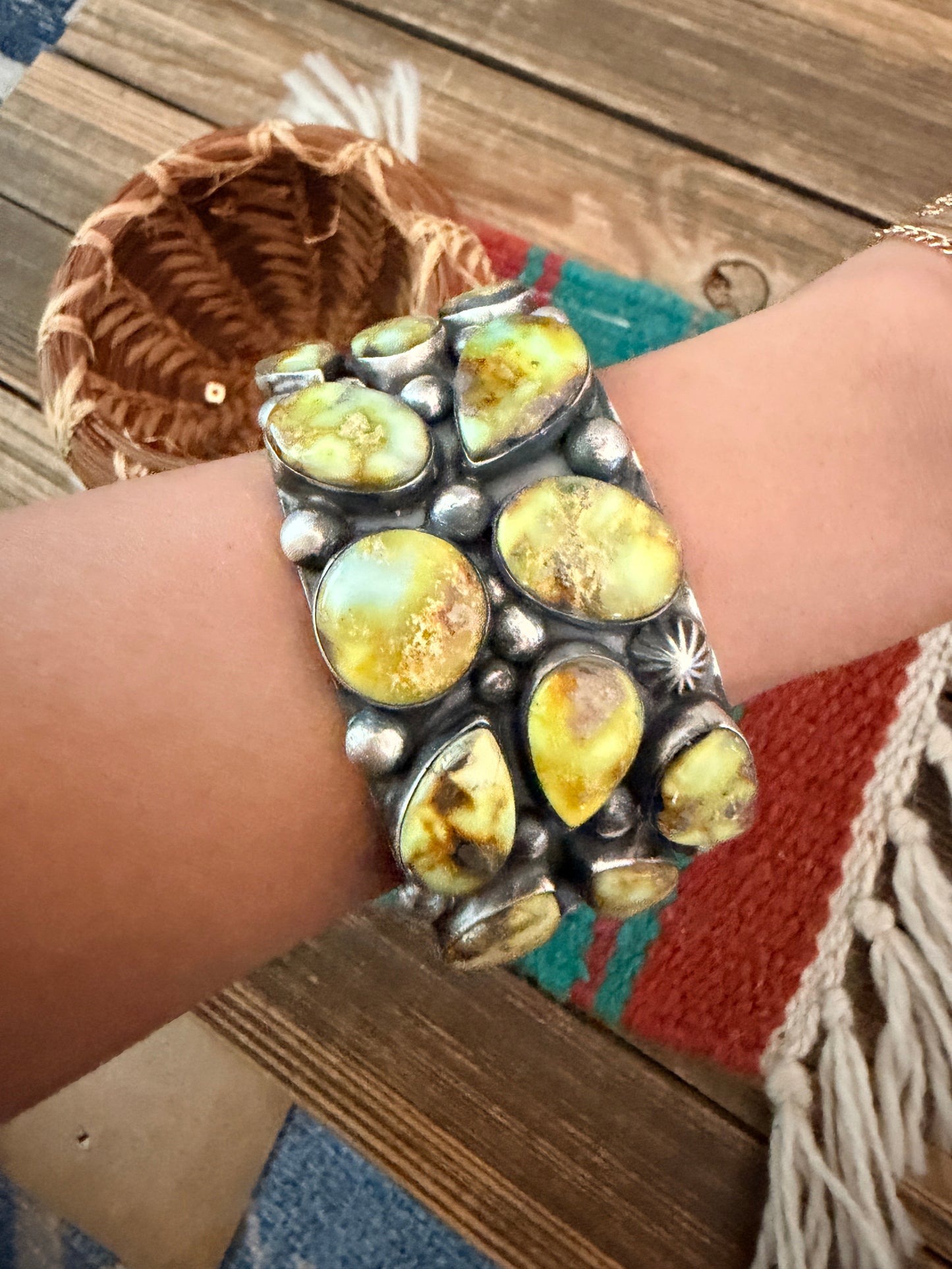 Handcrafted Palomino Turquoise & Sterling Silver Cuff Bracelet by Chimney Butte