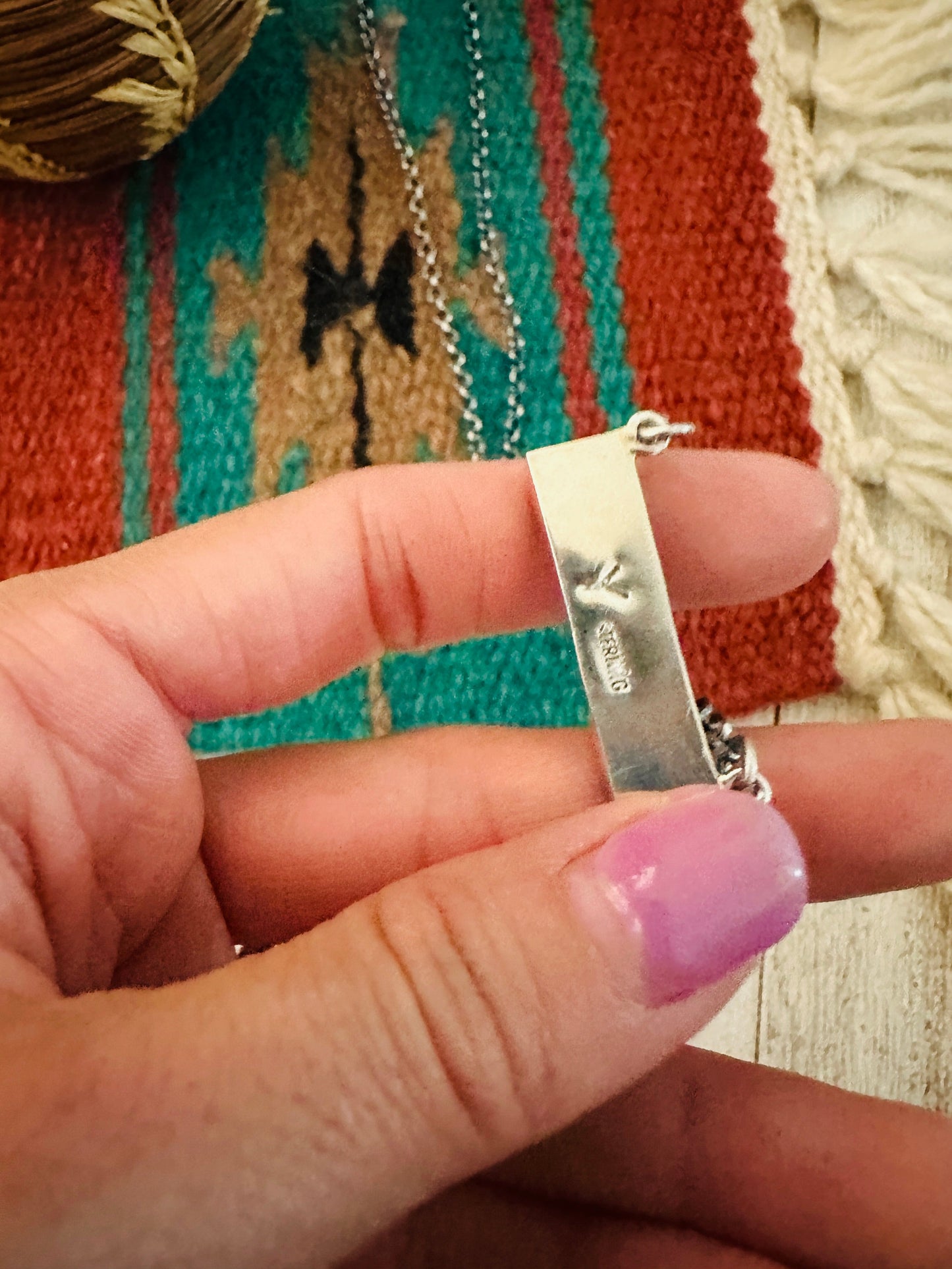 Handcrafted Purple Mojave & Sterling Silver Inlay Bar Necklace