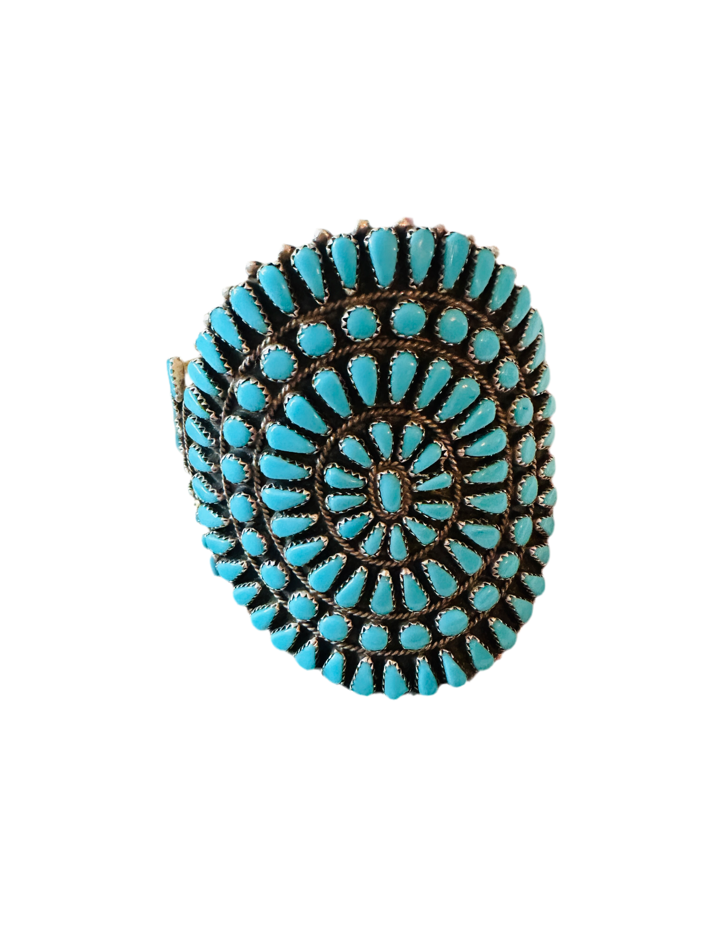 Old Pawn Sterling Silver & Turquoise Cluster Cuff Bracelet /