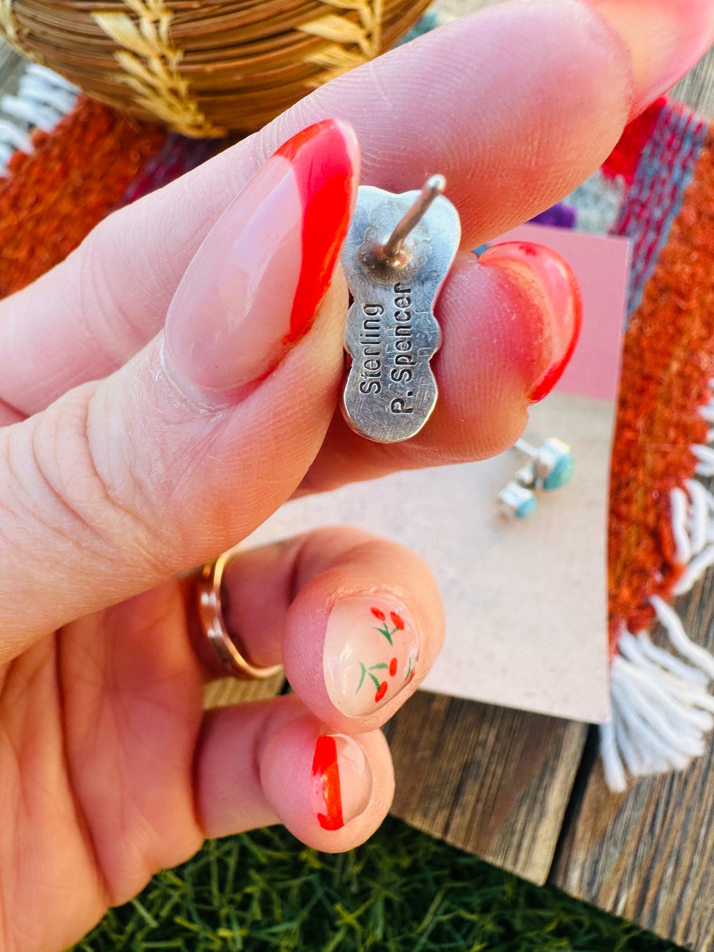 Handcrafted Turquoise & Sterling Silver Heart Earrings