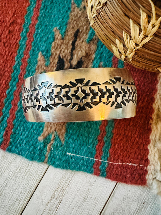 Handcrafted & Hand Stamped Sterling Silver Cuff Bracelet