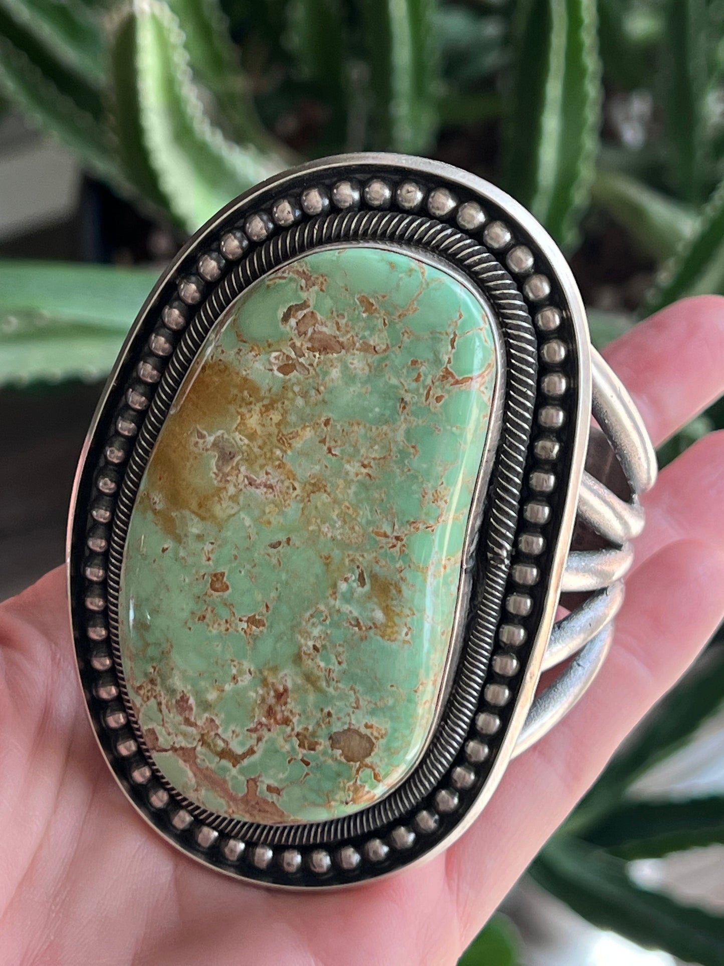 Old Pawn Sterling Silver & Royston Turquoise Cuff Bracelet by Readda Begay /