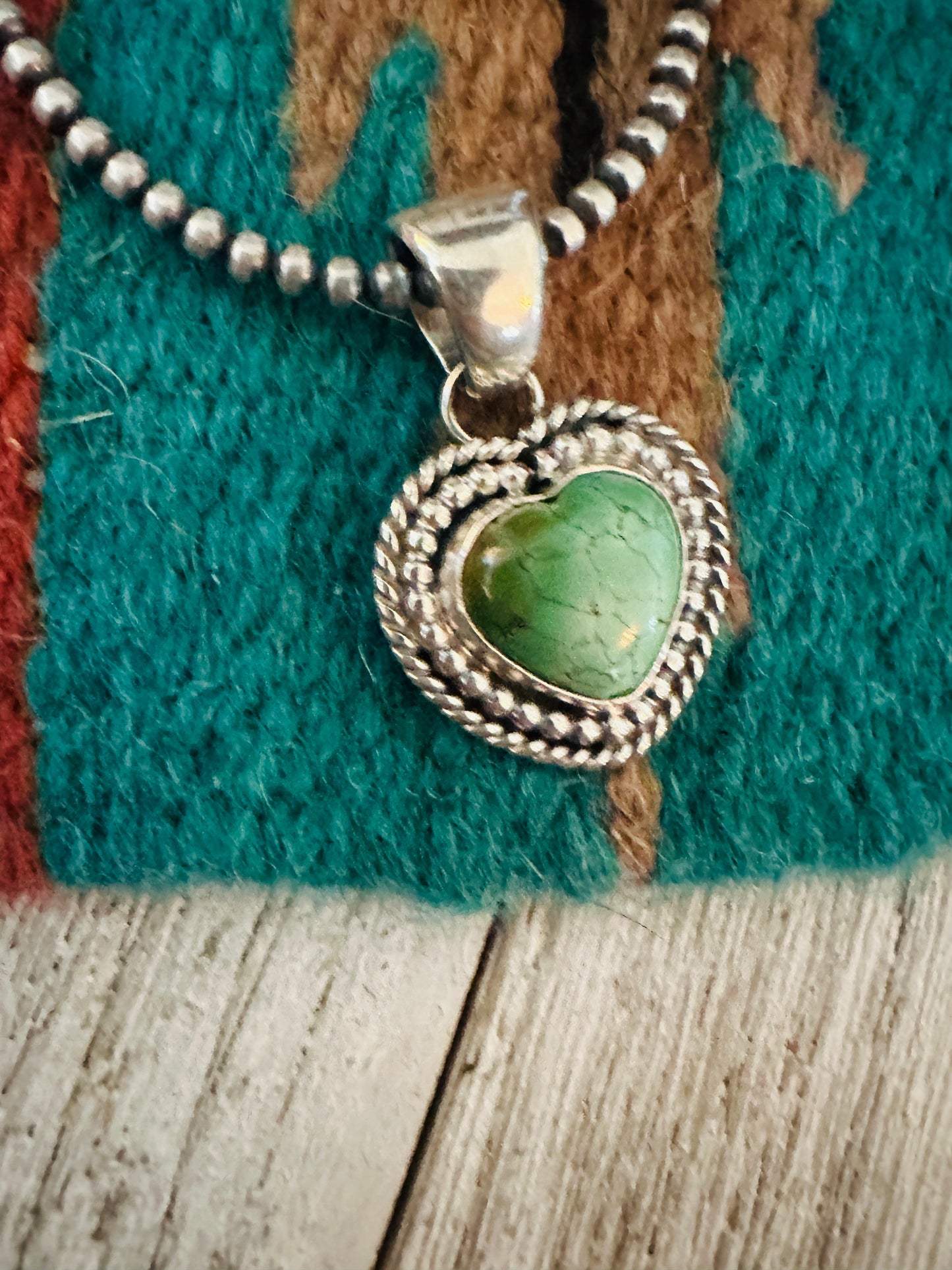 Handcrafted Turquoise & Sterling Silver Heart Pendant