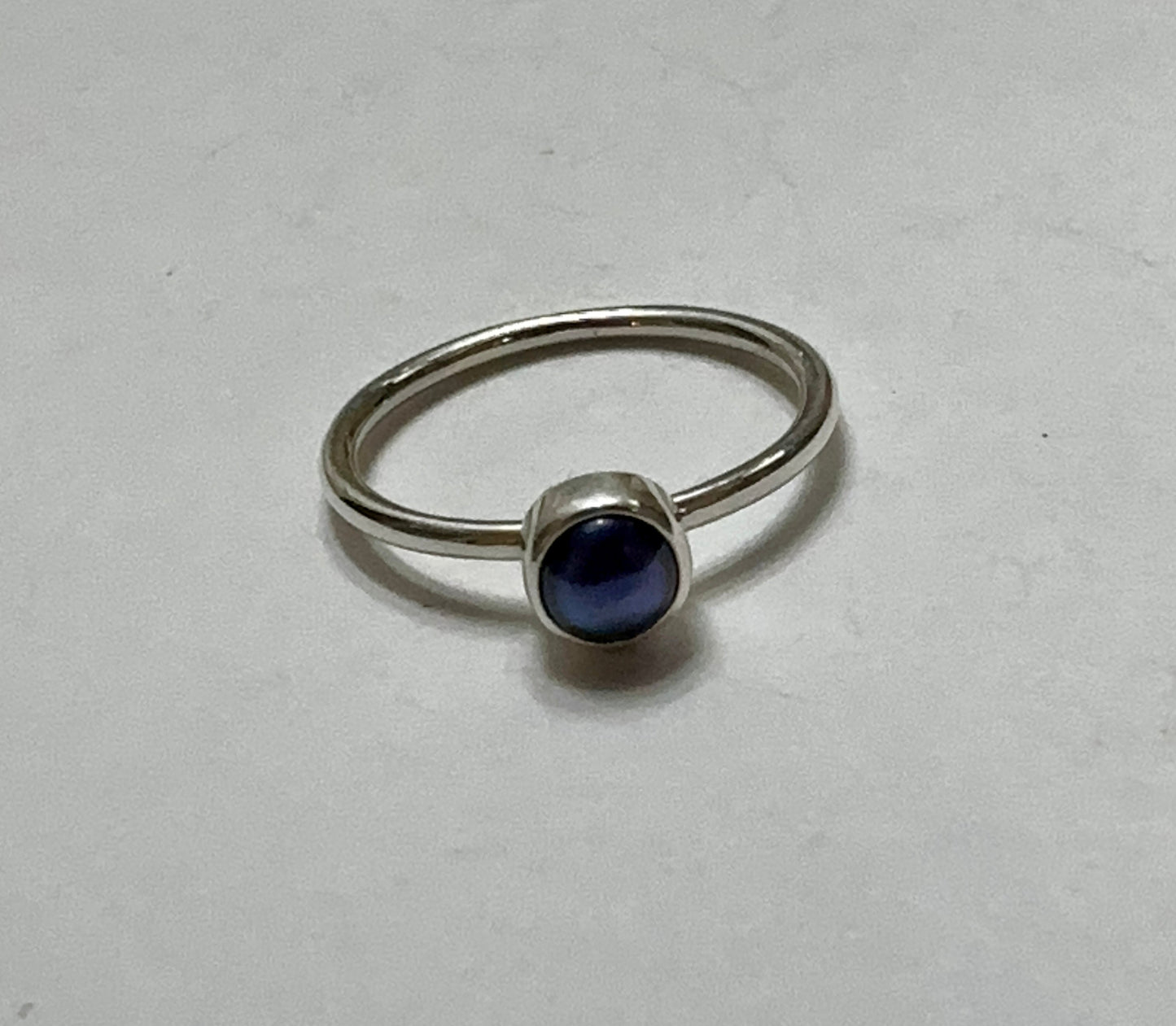 Petite Black Pearl Sterling Silver Ring