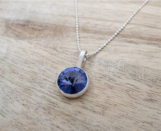 Lilac Crystal Pendant Sterling Silver Necklace
