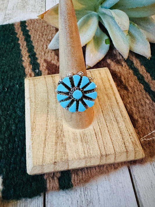 Handcrafted Turquoise & Sterling Silver Cluster Ring