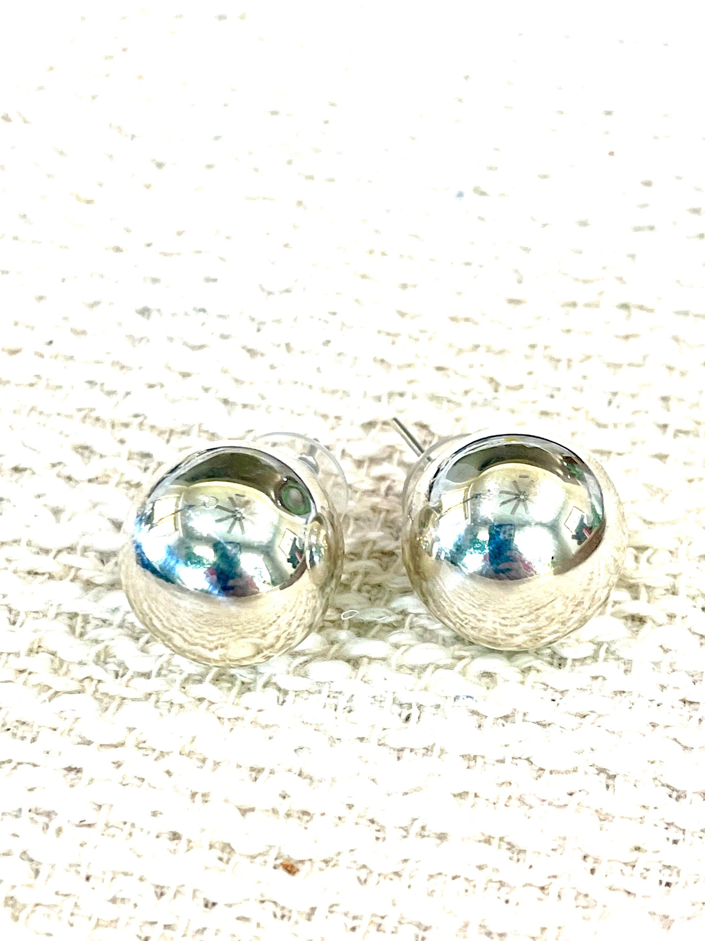 Handmade In Mexico Sterling Silver, Ball Stud Earrings