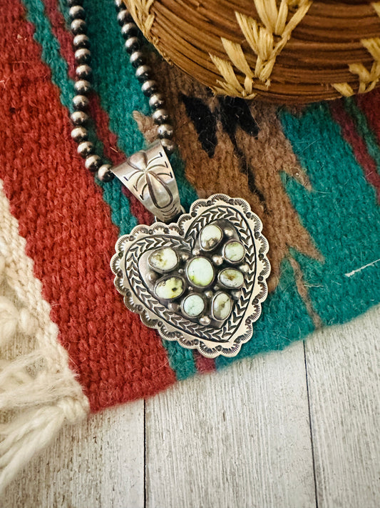 Handcrafted Palomino Turquoise & Sterling Silver Heart Pendant