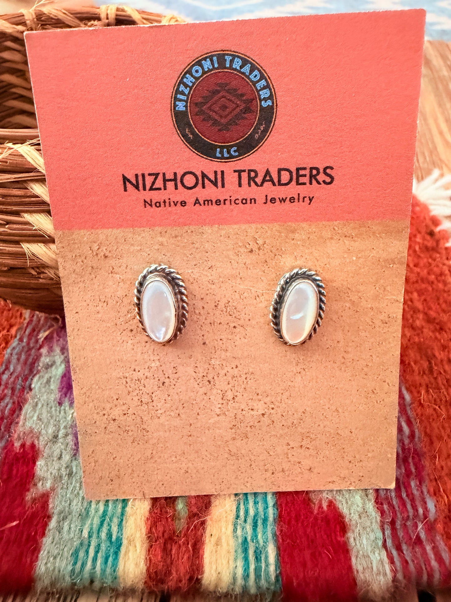 Handcrafted Sterling Silver and Mother of Pearl Stud Earrings