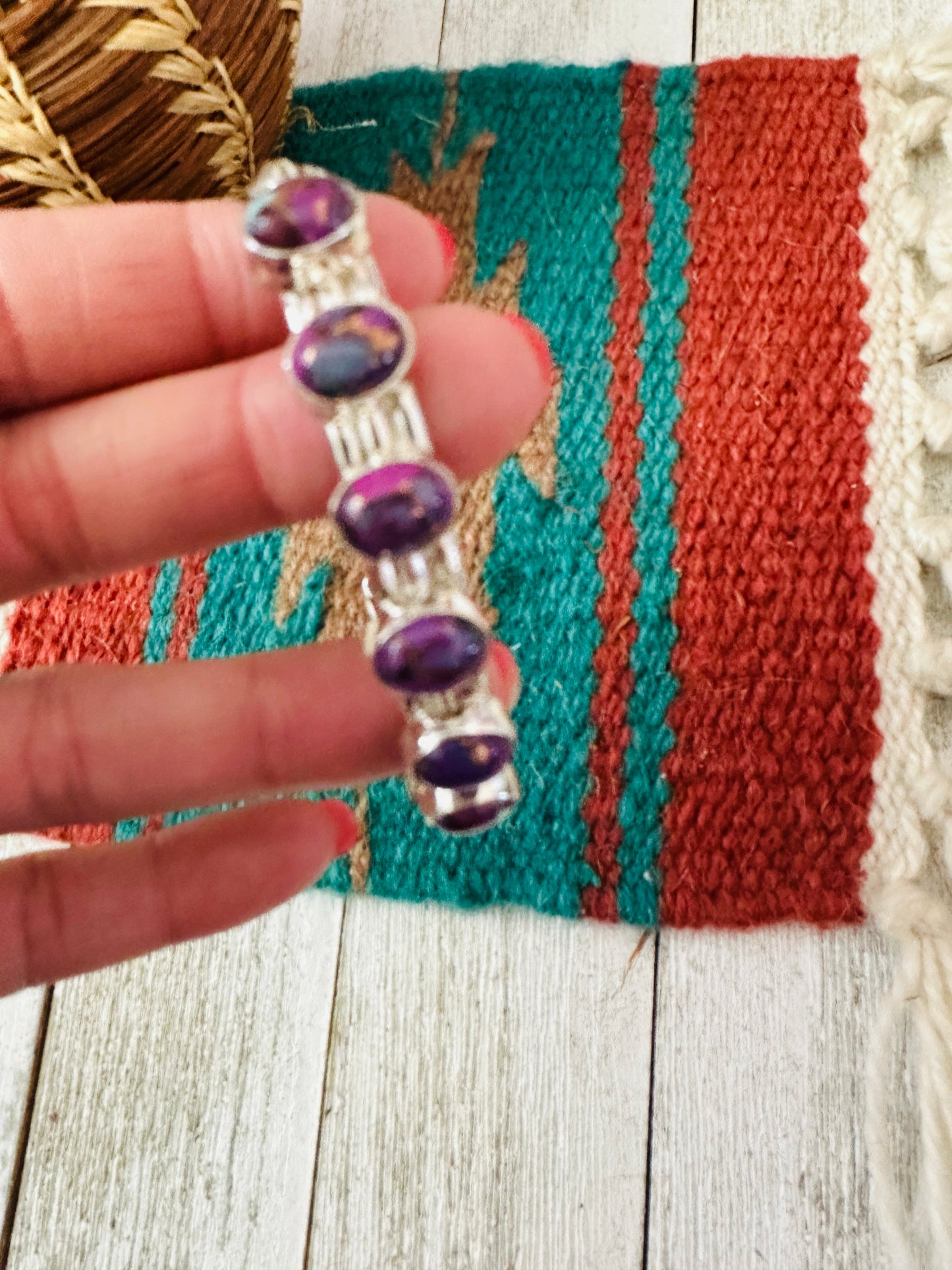 Handcrafted Sterling Silver & Purple Mojave Cuff Bracelet