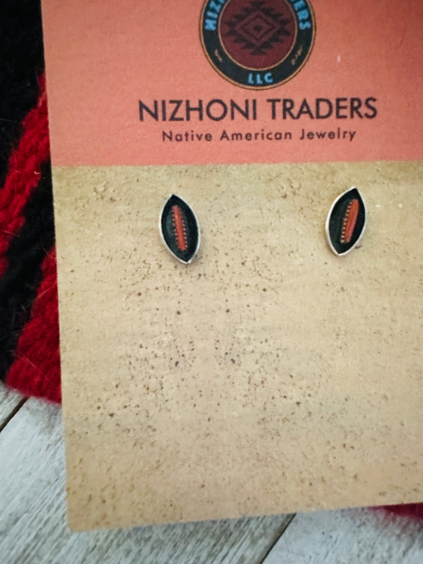 Handcrafted Coral & Sterling Silver Shadowbox Stud Earrings