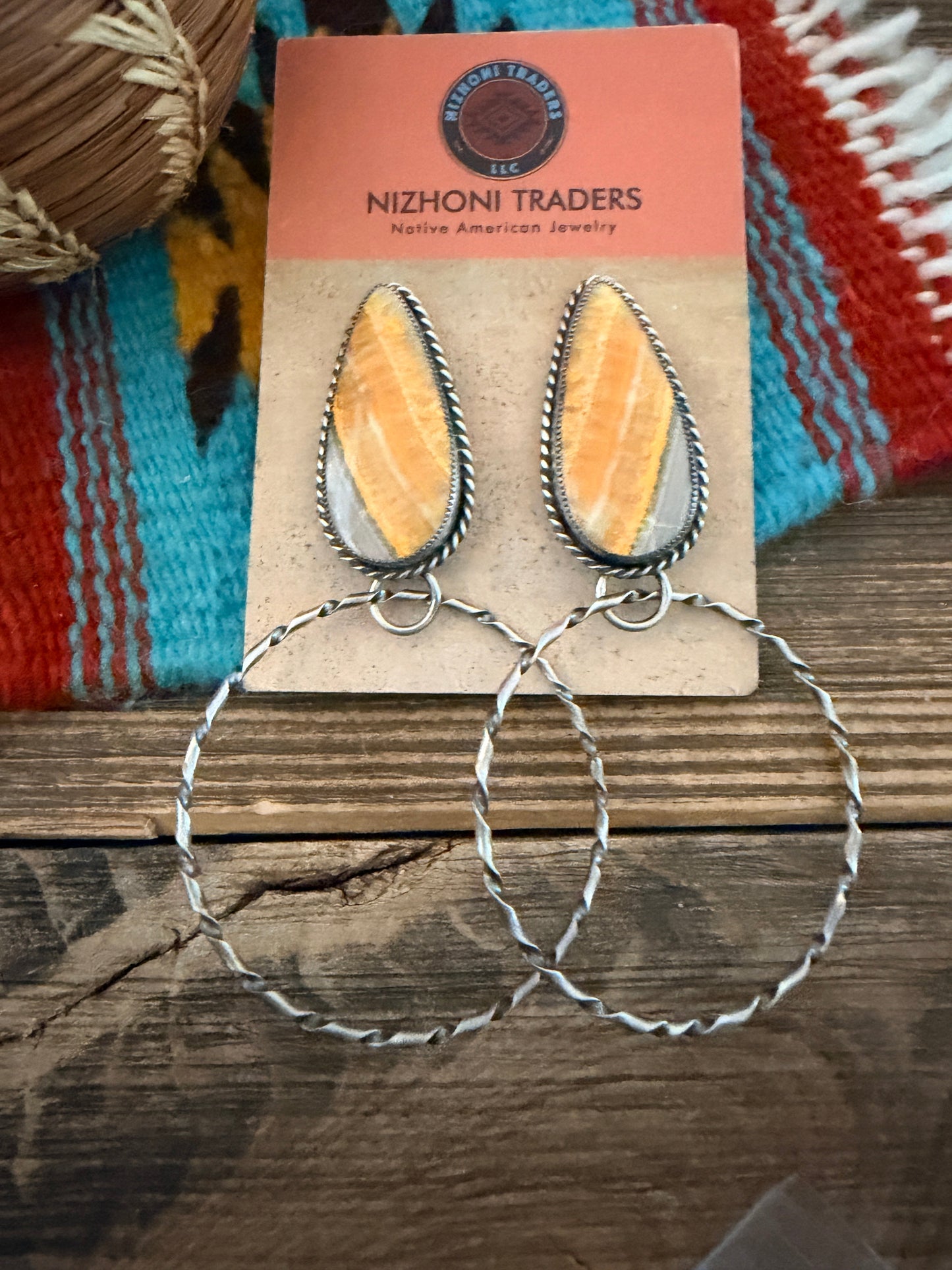 Handcrafted Bumblebee & Sterling Silver Hoop Dangle Earrings