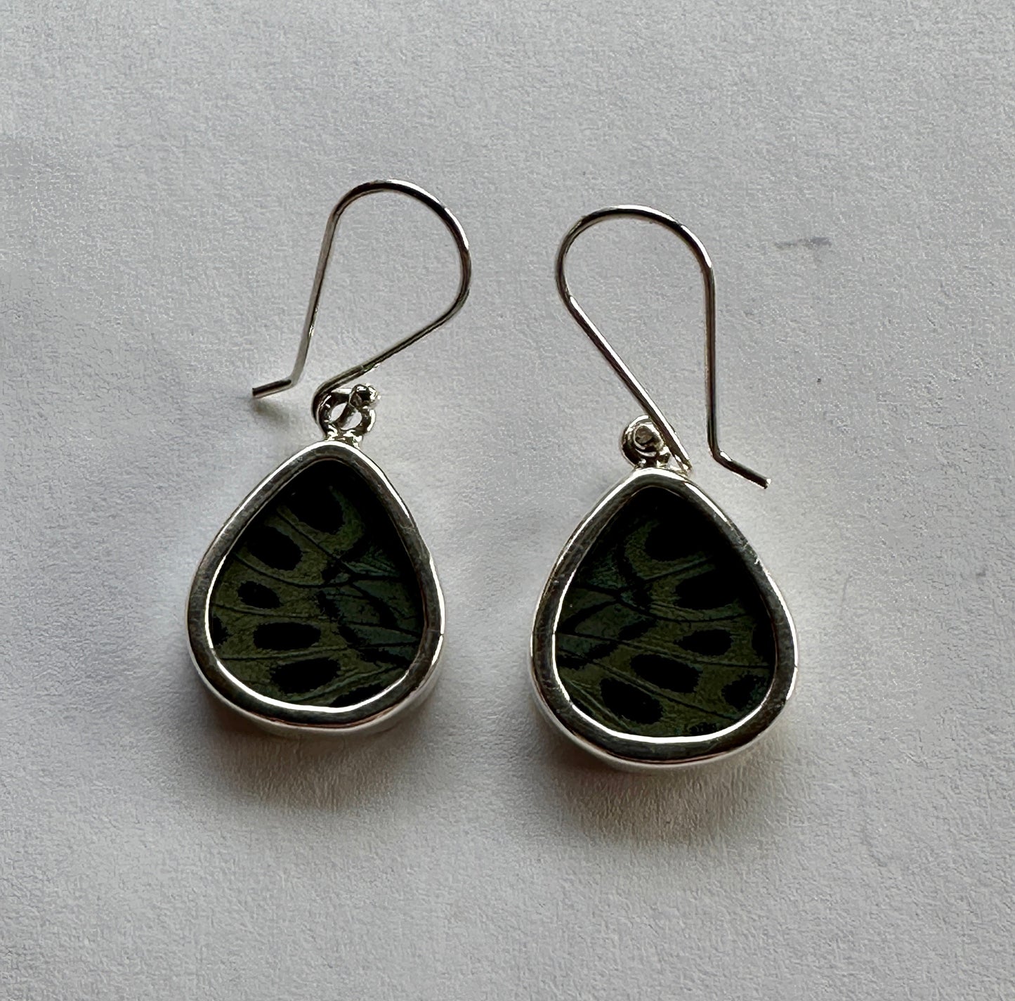 Malachite Butterfly Dangle Sterling Silver Earrings