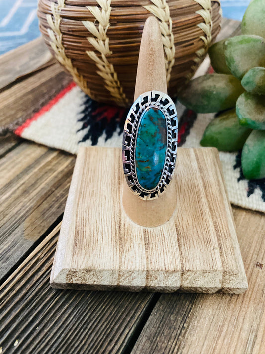 Handcrafted Royston Turquoise & Sterling Silver Ring Size 6