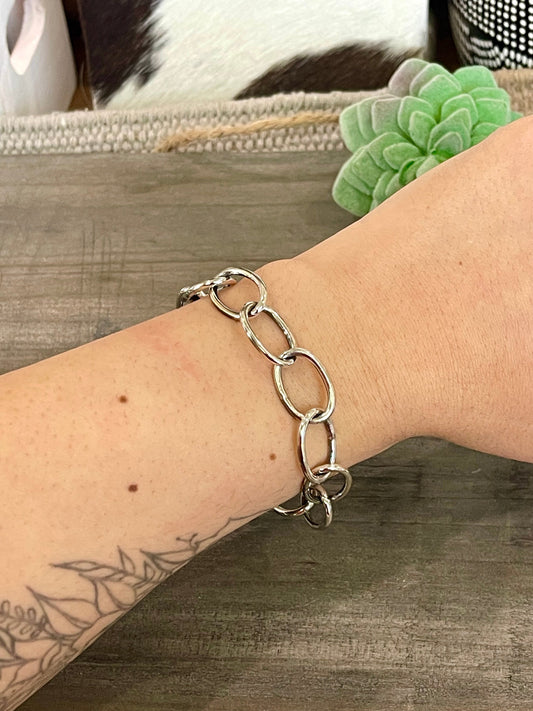 Handmade Beautiful Sterling Silver Link Bracelet 8 inch