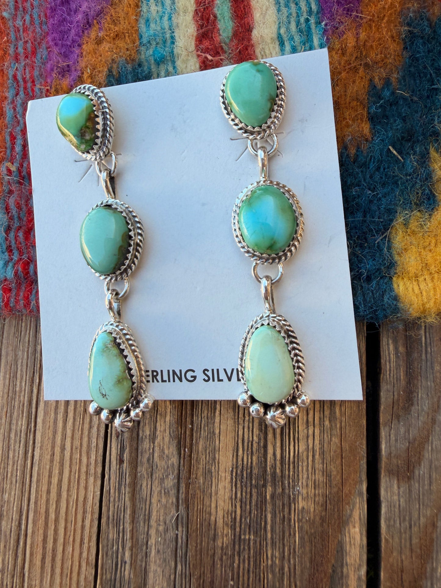 Handcrafted Sonoran Mountain Turquoise & Sterling Silver Dangle Earrings