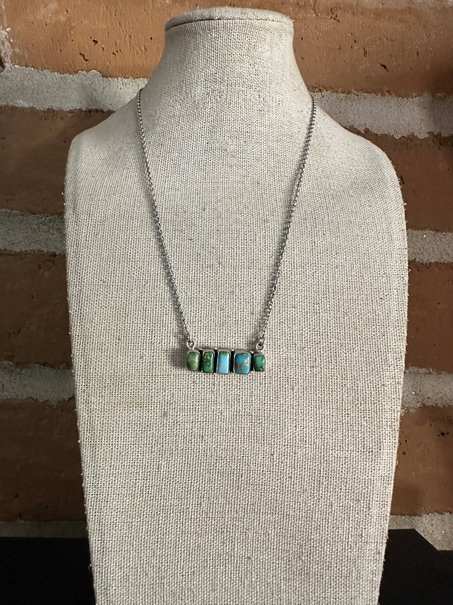 Handmade Sterling Silver & Sonoran Mountain Turquoise Bar Necklace