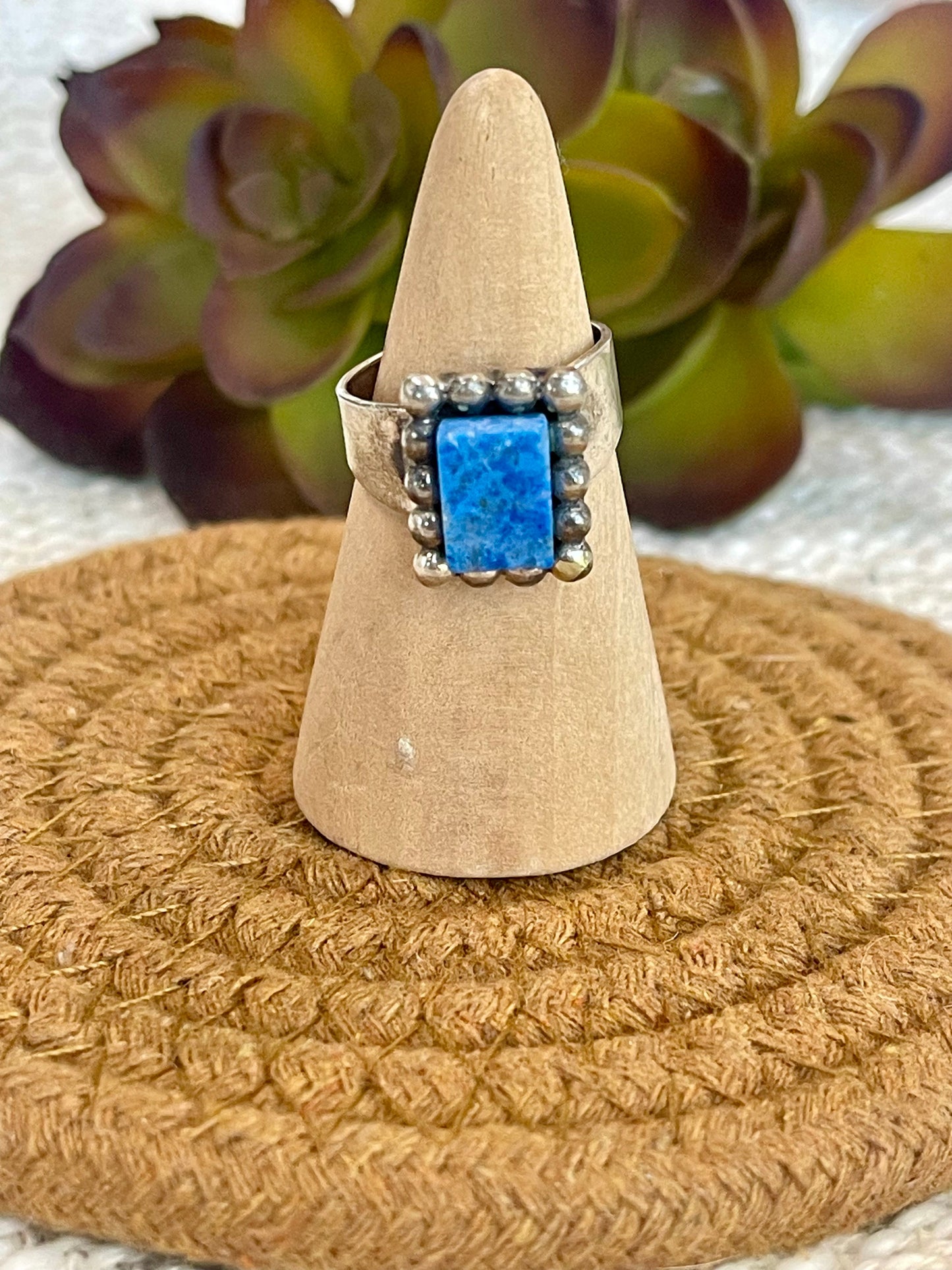 Old Pawn Vintage Sterling Silver & Trolleite Quartz Adjustable Ring