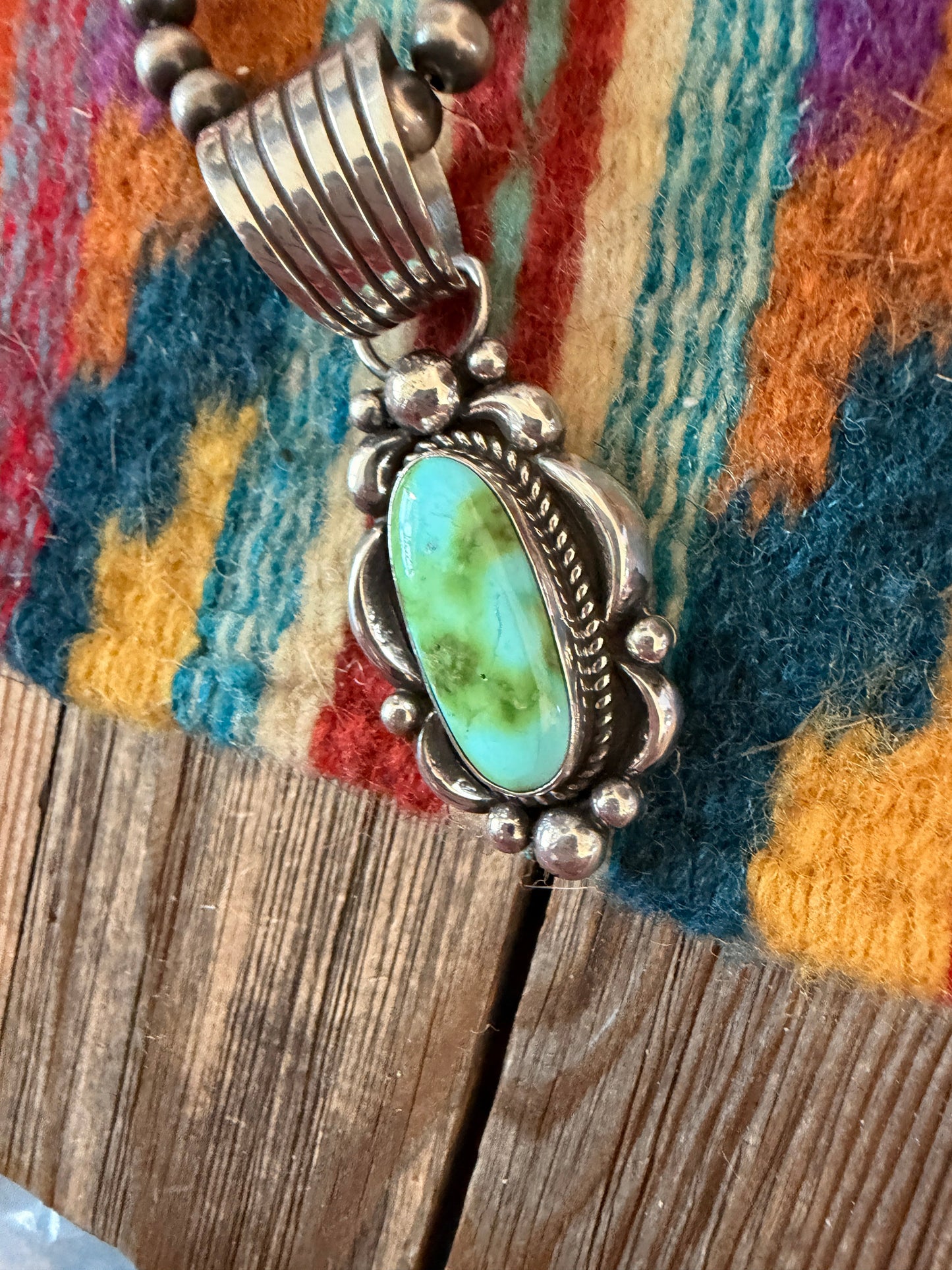 Handcrafted Sterling Silver & Sonoran Mountain Turquoise Pendant by Albert Jake