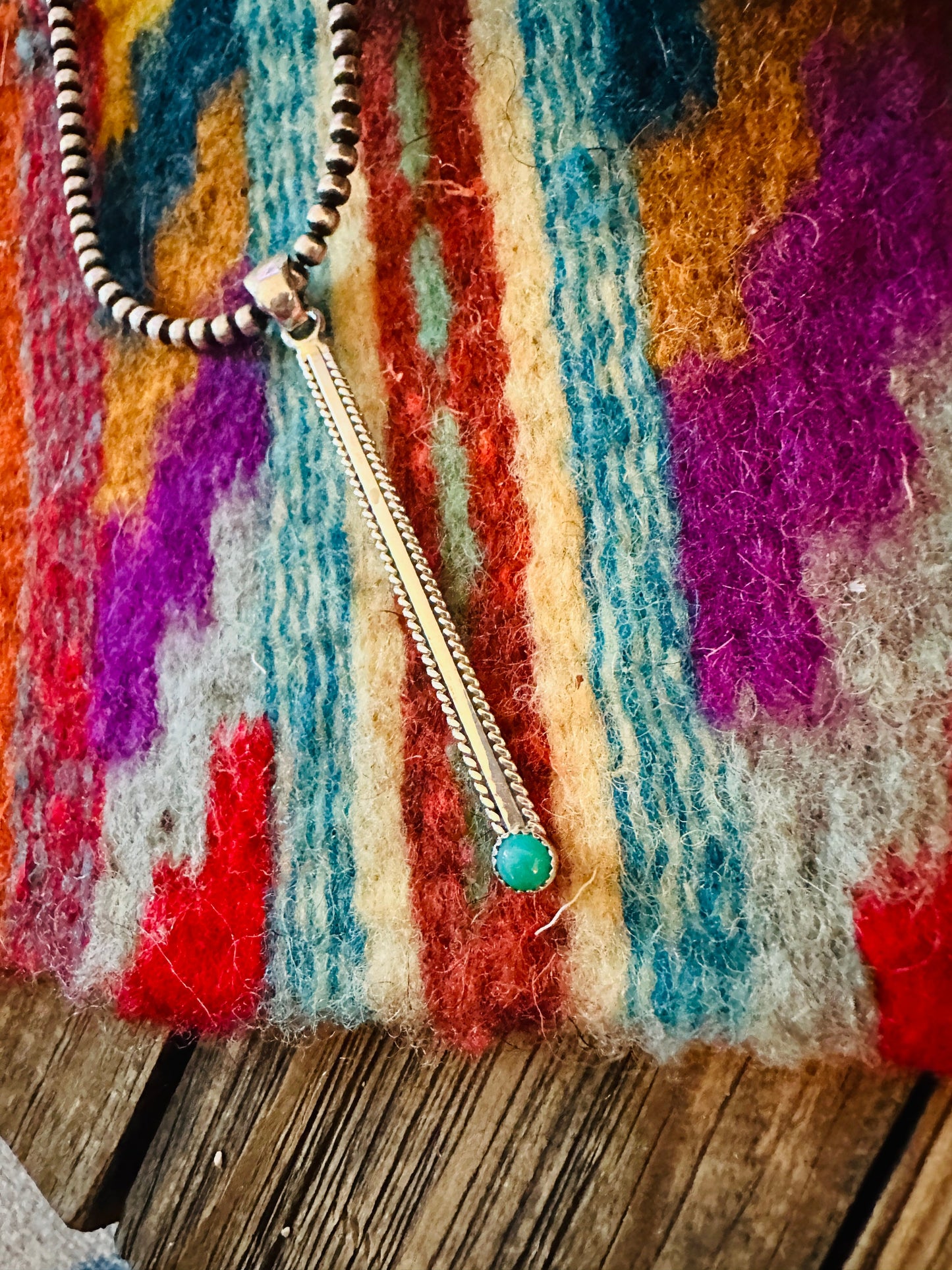 Handcrafted Sterling Silver & Turquoise Drop Pendant