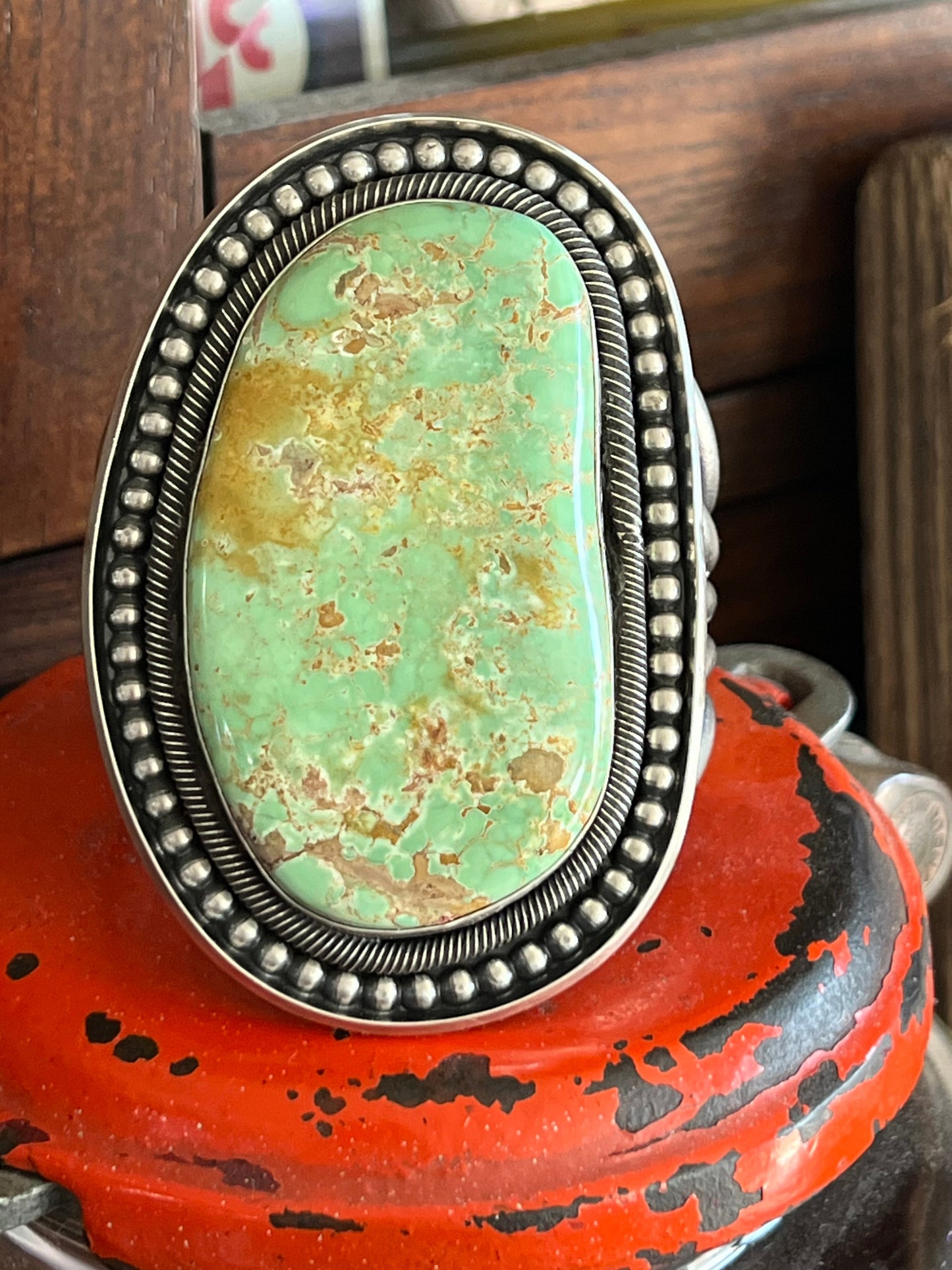 Old Pawn Sterling Silver & Royston Turquoise Cuff Bracelet by Readda Begay /