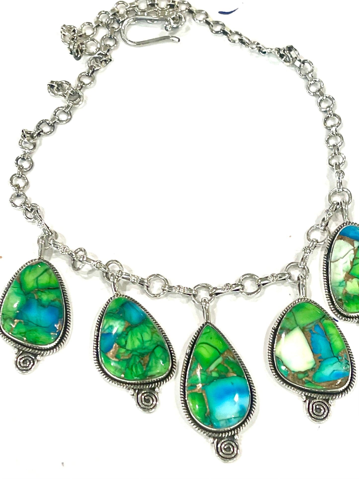 Beautiful Handmade Peacock Dahlia Dangle Necklace
