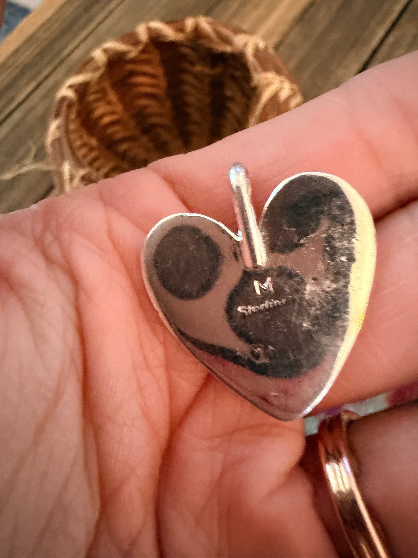 Handcrafted Sterling Silver & Pink Dream Mojave Heart Pendant by Joseph Martinez
