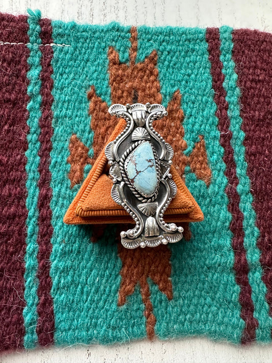 Nizhoni Beautiful Sterling Silver & Golden Hills Turquoise Adjustable Ring