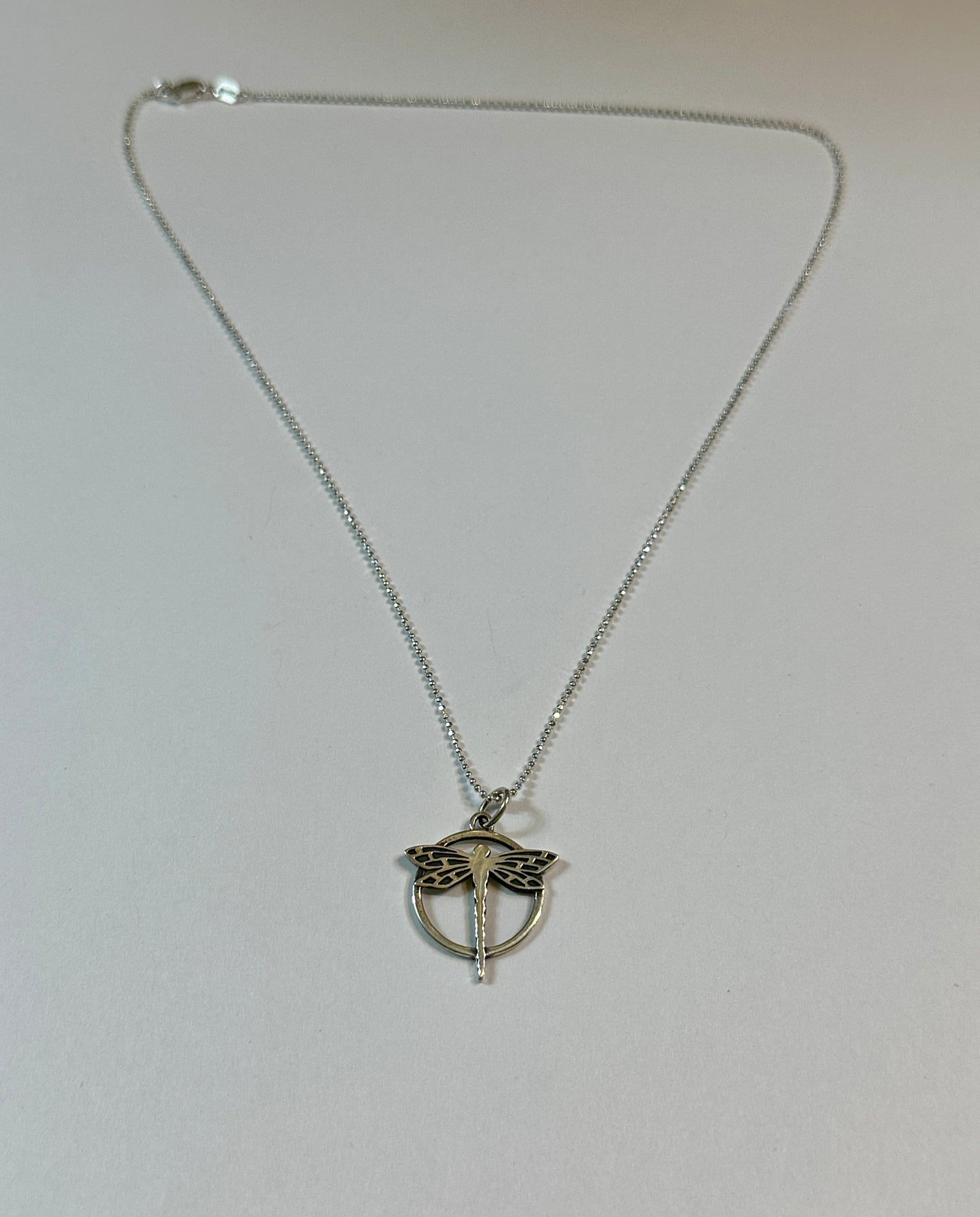 Handcrafted Dragonfly in Circle Pendant Necklace