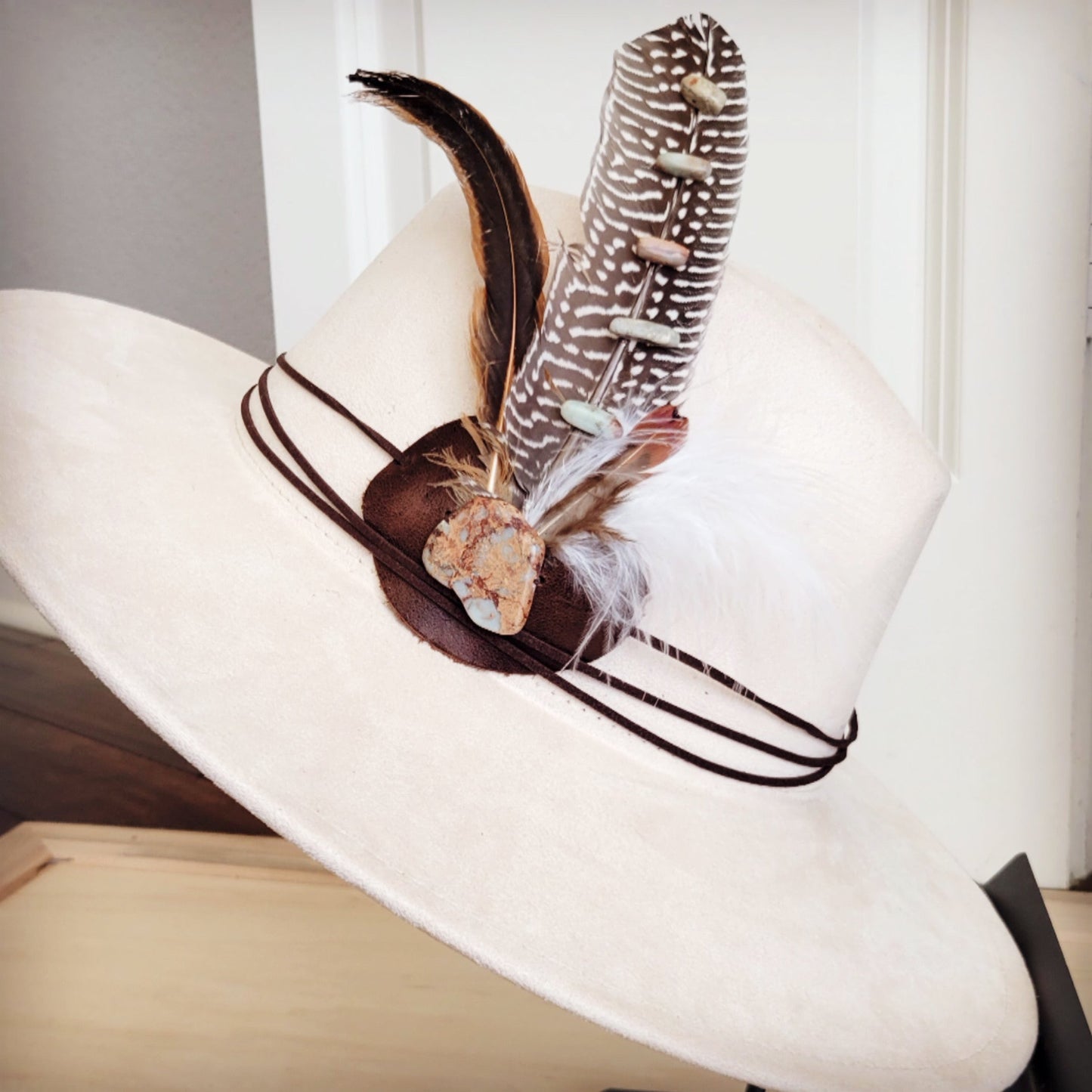 Aqua Terra Accent Turkey Feather & Leather Hat Band Only 954s
