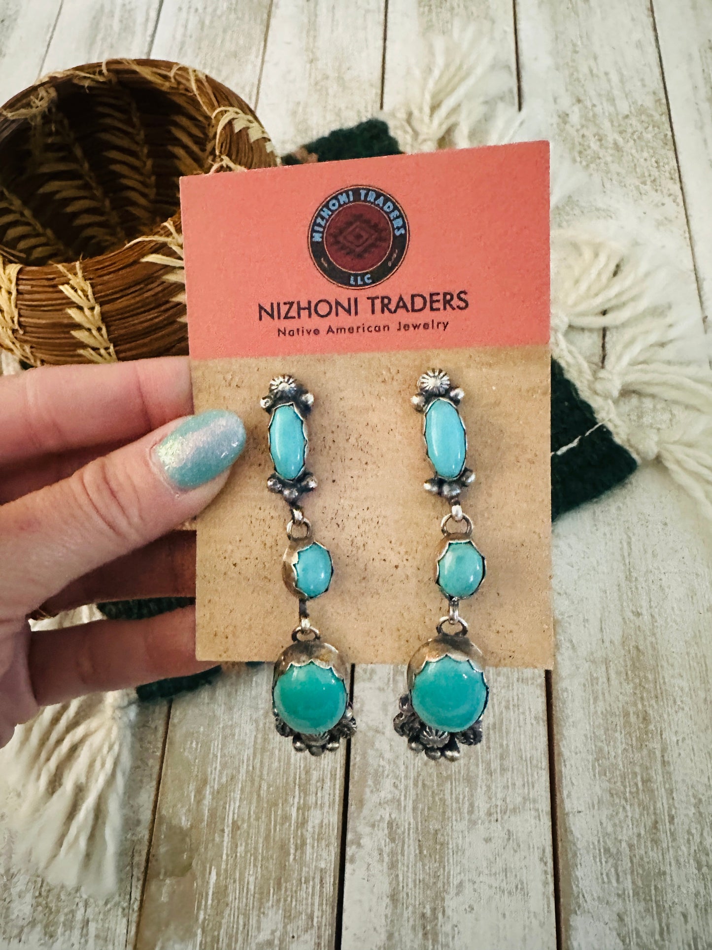 Handcrafted Sterling Silver & Turquoise Dangle Earrings