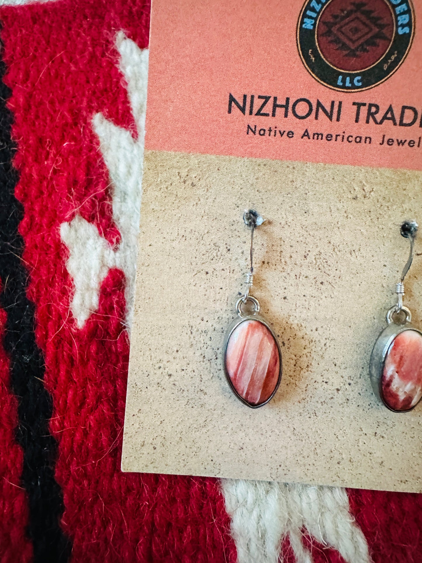 Handcrafted Sterling Silver & Orange Spiny Dangle Earrings