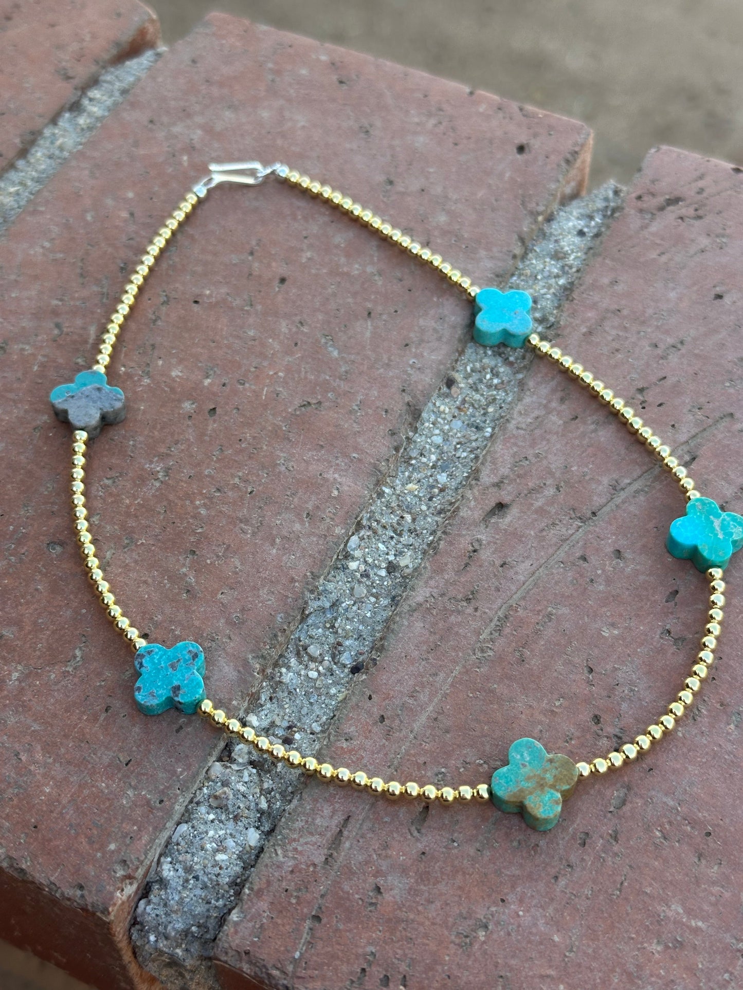 Cle’vara Turquoise, Gold & Sterling Silver Beaded Necklace