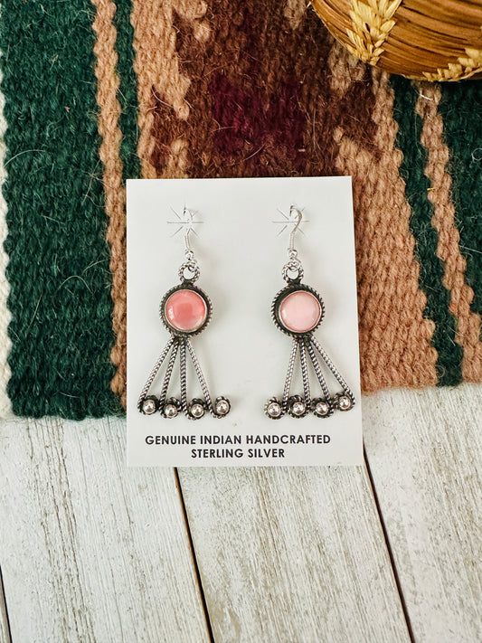 Handcrafted Mother of Pearl & Sterling Silver Dangle Earrings