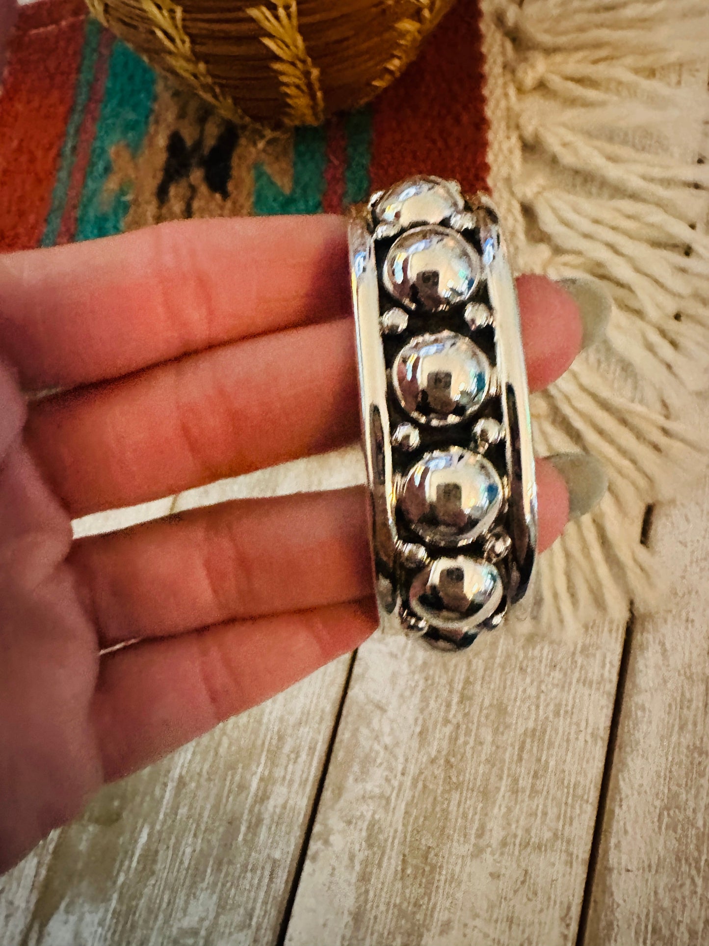 Hand Crafted Sterling Silver Ball Cuff Bracelet