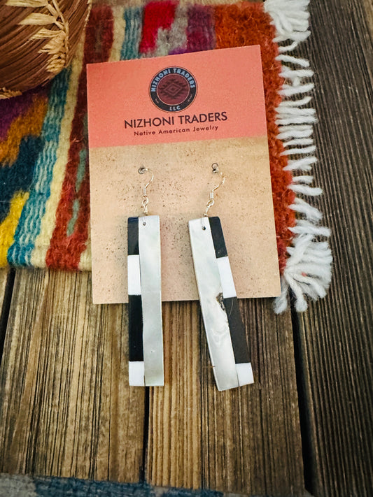 Handcrafted Multi Stone Inlay Slab Dangle Earrings