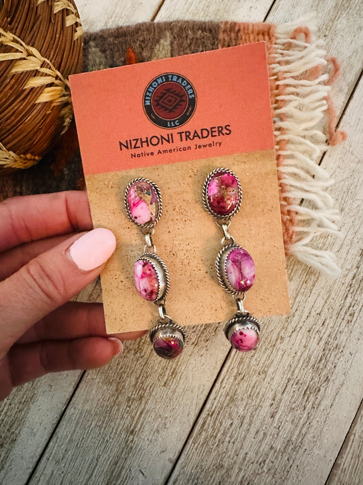 Handcrafted Sterling Silver & Pink Dream Mojave Dangle Earrings