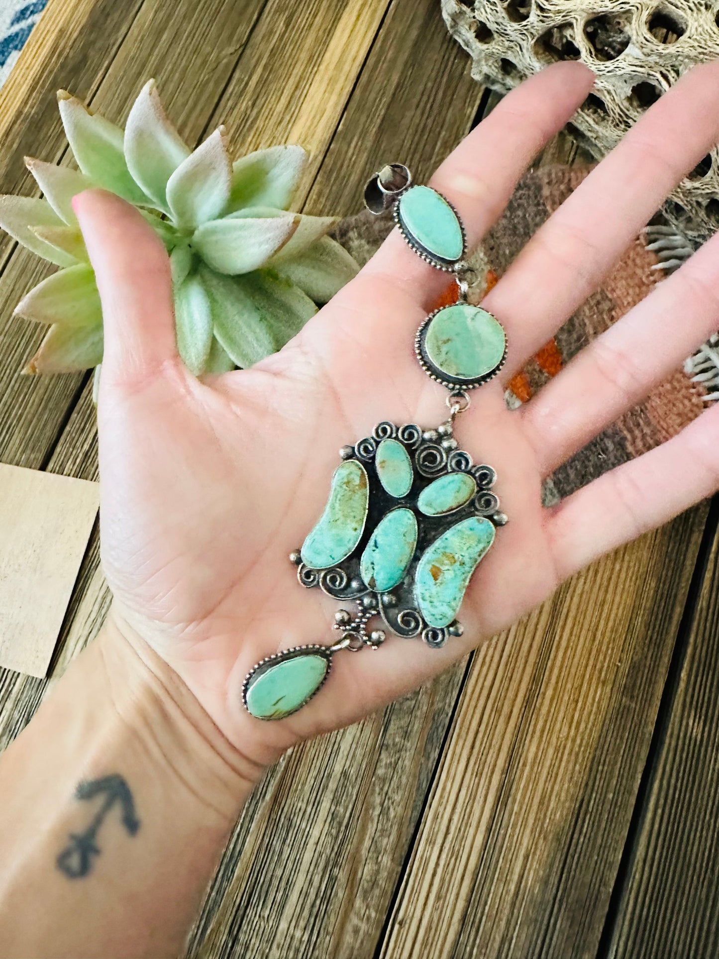 Handcrafted Royston Turquoise and Sterling Silver Pendant by Jacqueline Silver