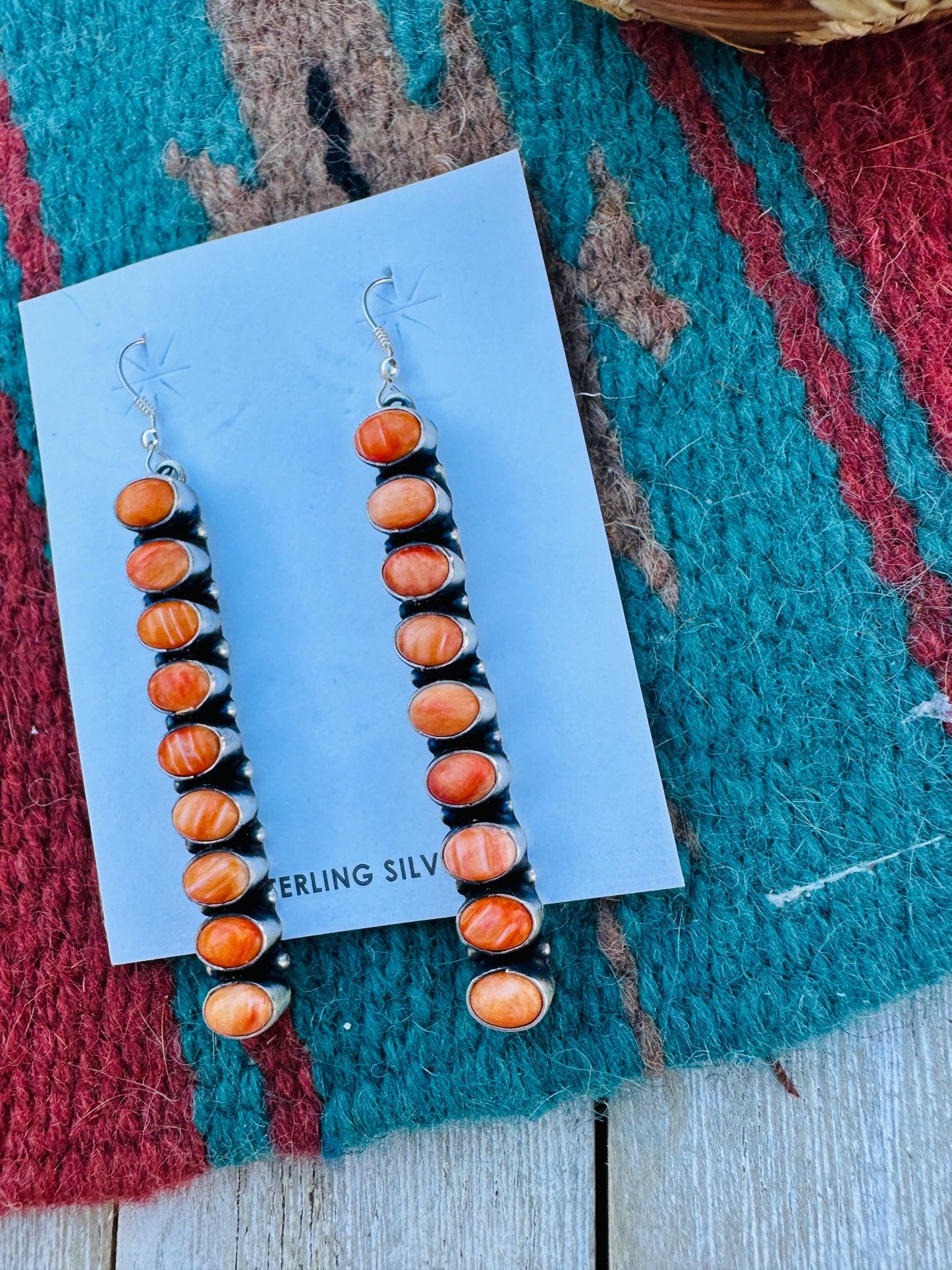 Handcrafted Orange Spiny Oyster & Sterling Silver Dangle Earrings
