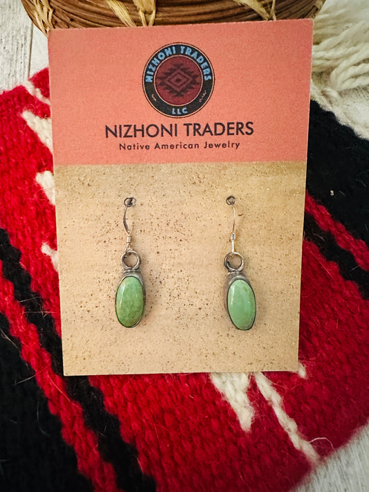 Green Turquoise And Sterling Silver Dangle Earrings
