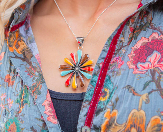 Daisy Multistone Sterling Silver Pendant Necklace