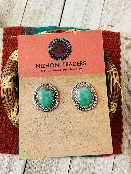 Handcrafted Turquoise & Sterling Silver Post Earrings