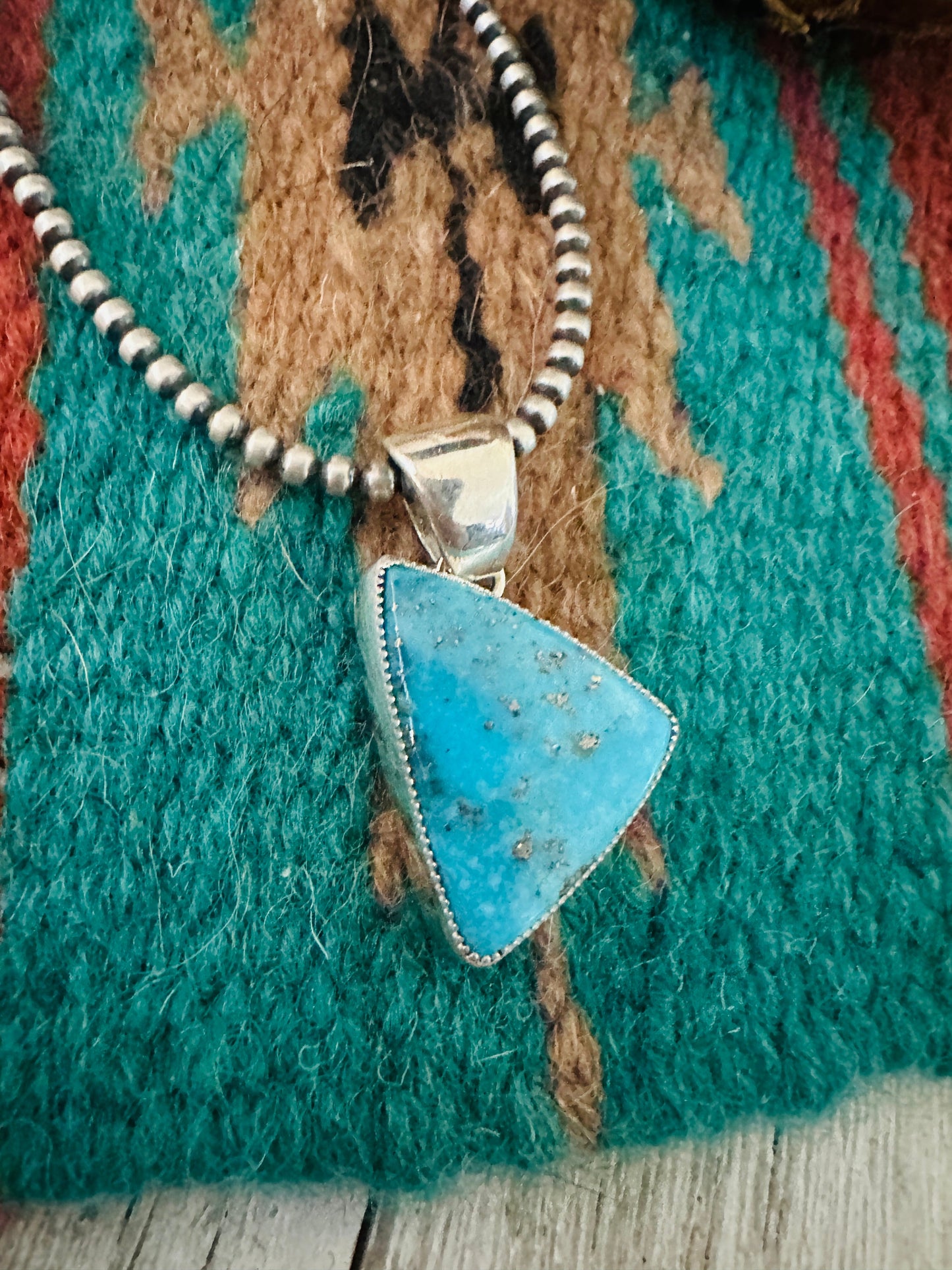 Handcrafted Turquoise & Sterling Silver Triangle Pendant