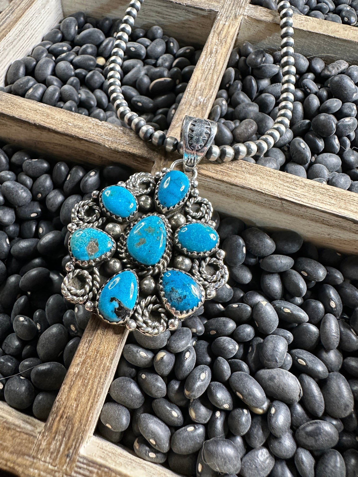 Handmade Sterling Silver & Turquoise Cluster Pendant
