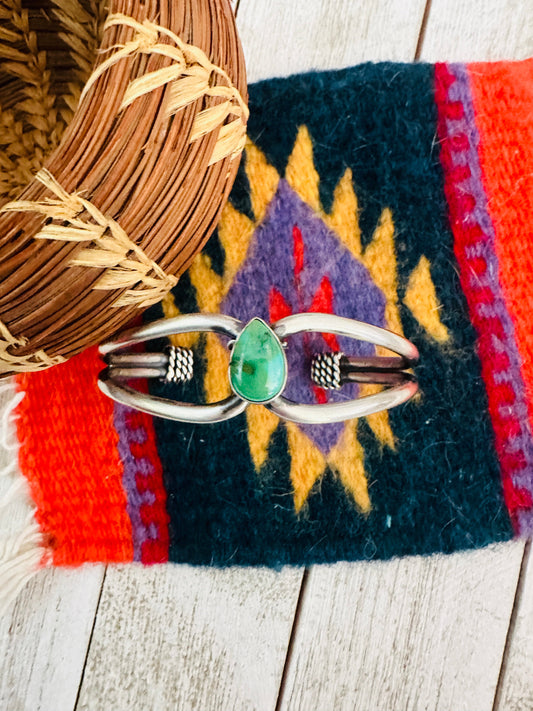 Handcrafted Sonoran Gold Turquoise & Sterling Silver Cuff Bracelet