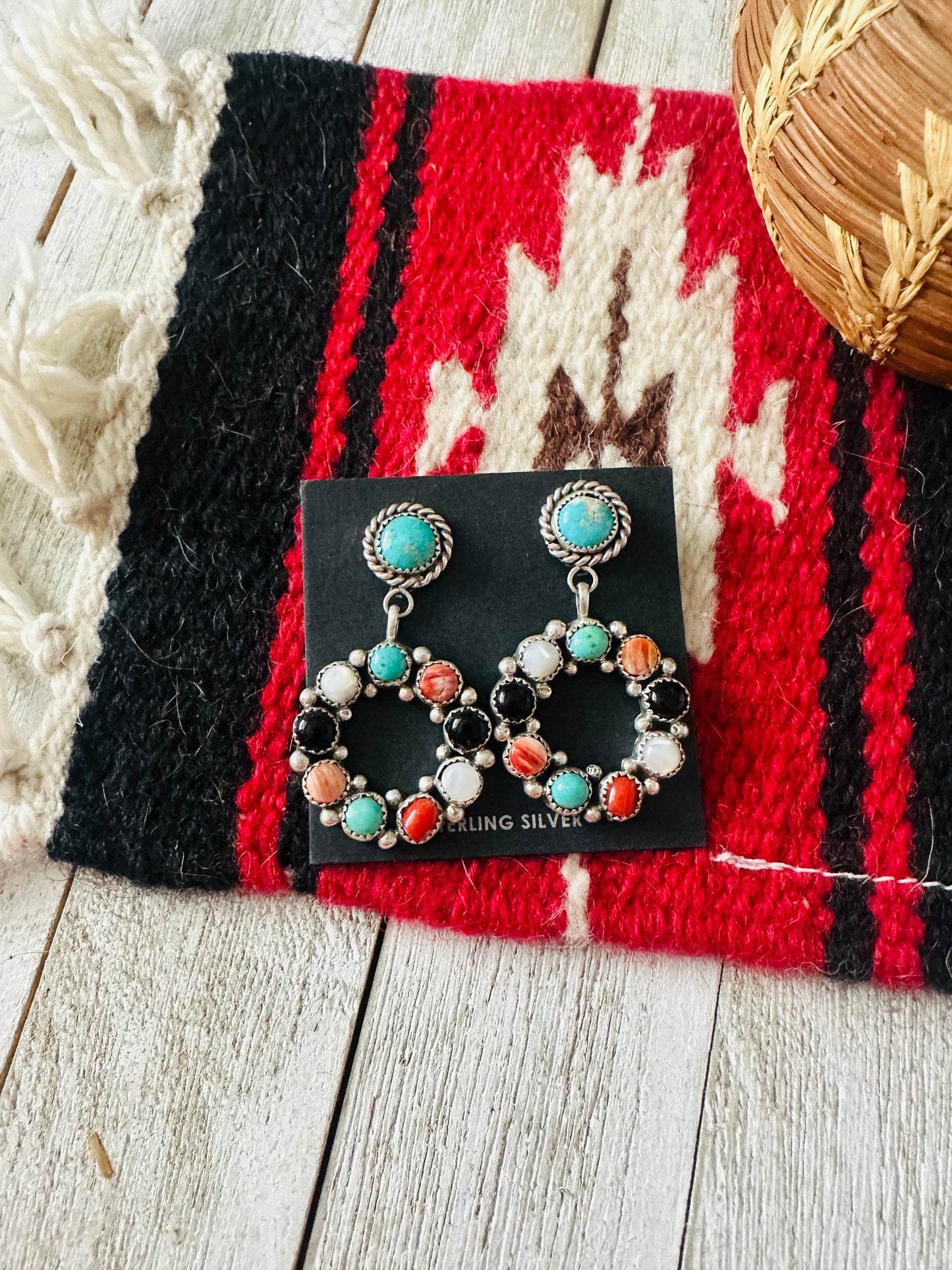 Handcrafted Sterling Silver & Multi Stone Dangle Earrings