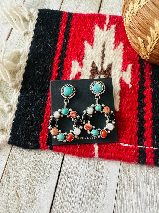 Handcrafted Sterling Silver & Multi Stone Dangle Earrings