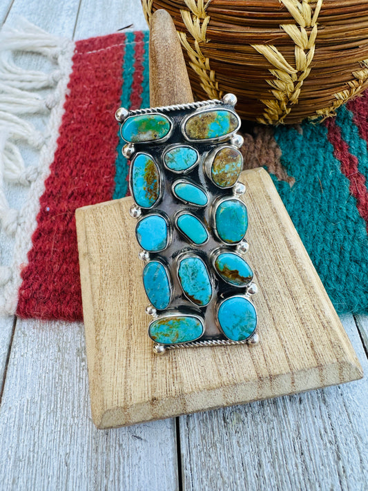 Handcrafted Turquoise & Sterling Silver Adjustable Ring by Jacqueline Silver
