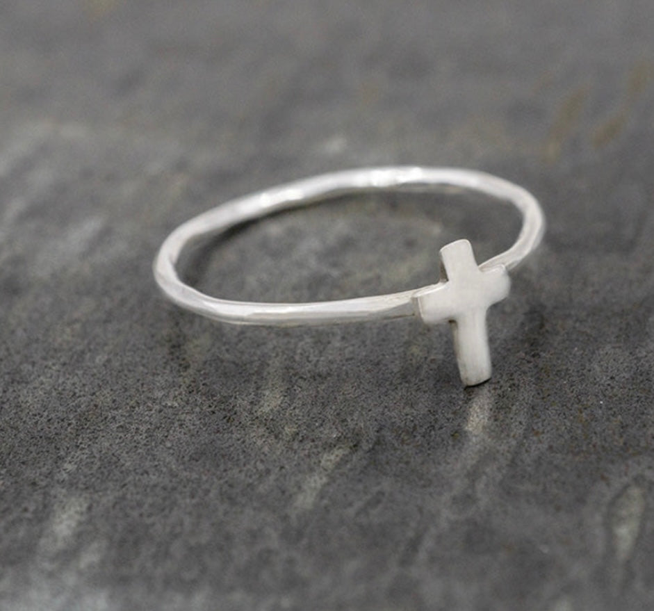 Petite Cross Sterling Silver Ring